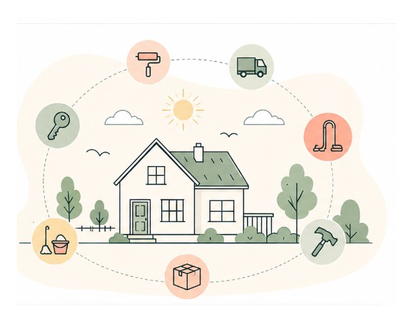A home connected to moving, cleaning, repairs, and other rental services